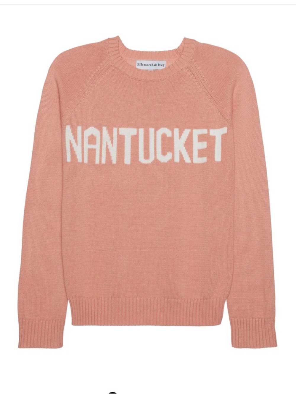 Ellsworth & Ivey Salmon Crewneck Sweater with Nantucket Lettering